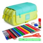 Estuche Triple Grafoplás Kuru Turquesa con Pack Escolar 36 Piezas