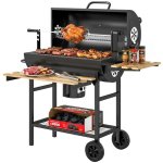 Outsunny Barbacoa De Carbón Portátil Con Asador Eléctrico Estantes Plegables