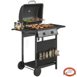 Outsunny Barbacoa De Gas Bbq Gas Con 2 Quemadores 5 Kw Con Termómetro
