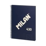 Cuaderno A4 Espiral Tapa Dura Milan 430 80 Hojas Pautado Azul