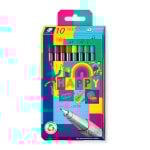 Staedtler Happy - Estuche de 10 Canetas de Ponta Fina Triplus