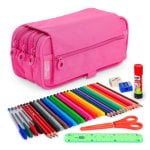 Estuche Triplo Officebox Colepack Eco Rosa con Materiale Scolastico Incluso