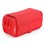 Estuche Escolar Triple Portatodo Practicdomus Rojo Coral Alta Capacidad