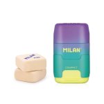 Goma y Sacapuntas Doble Milan Sunset Pack Afilaborras Compacto Verde