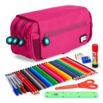 Estuche Triple Grafoplás BitsBobs con Material Escolar Incluido Magenta