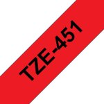 Cintas pour Imprimante d'Étiquettes Brother TZE-451 Noir sur Rouge 24 mm