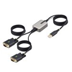 Adaptador USB a Serie StarTech.com 2 Puertos RS232 DB9 4m Negro Gris