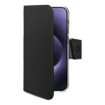 Funda para móvil Celly WALLY1081 portefeuille cuir synthétique noir avec support pour iPhone 16 Pro Max