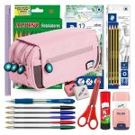 Estuche escolar triple Grafoplás BitsBobs con material incluido Rosa Soft