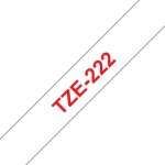 Cintas pour imprimante d'étiquettes Brother TZE-222 Rouge sur blanc 9 mm