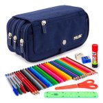 Astuccio Triplo Milan 1918 Blu con Materiale Scolastico Incluso, 4 Cerniere