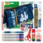 Estuche Triple de Cremalleras ColePack Mickey con Material Escolar Karactermania