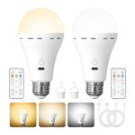 Kit 2 Lampade LED Ricaricabili E27 Autrucker con Telecomando, 3 Colori e Regolabili