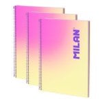 Cuadernos A4 Milan Sunset Pack 3 Unidades Espiral Tapa Dura 90 Hojas
