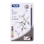 Caja Metalica Milan Art 7 Lápices Grafito Gomas Sacapuntas