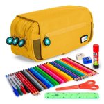 Estuche Triple Grafoplás BitsBobs con Material Escolar Incluido Amarillo