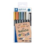 Estuche Staedtler Design Journey com 6 marcadores metálicos de ponta pincel