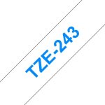 Fita Brother TZe-243 azul sobre branco 18 mm x 8 m laminada para rotuladora