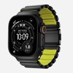 Pulsera Nomad Stratos Band para Apple Watch Ultra 1-11 y SE, Negro Titanio, hebilla Volt