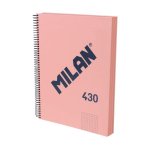 Quaderno A4 Milan 430 Copertina Rigida Spirale Carta Quadrettata 120 Fogli 95g Rosa