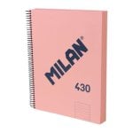Cuaderno A4 Espiral Tapa Dura Milan 430 120 Hojas Pautado Rosa