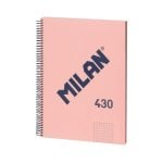 Cahier Milan 430 A4 Couverture Rigide Spirale Papier Quadrillé 80 Pages 95g Rose