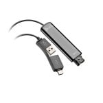 Adaptador Poly DA75 USB-A y USB-C para auriculares QD negro compatible con TAA