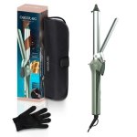 Rizador de Pelo Cecotec SurfCare CurlClip Cerámica, Queratina y Argán 25mm 120-200ºC 5 Niveles Guante y Bolsa Verde Oliva