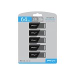 USB-Stick PNY Attaché X 64 GB USB 3.2 Slide Schwarz Grau 5er Pack