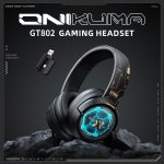 Auriculares Onikuma GT802 inalámbricos y con cable Bluetooth gaming con retroiluminación negra