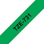 Cinta para impresora de etiquetas Brother TZe 12mm Negro sobre verde 8m