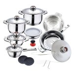 Batería de cocina Klack 16 piezas acero inoxidable compatible inducción