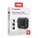 Cargador Verbatim GaN 100W Interior Negro USB-C