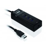 Hub iBOX 4 porte 5000 Mbit/s USB 3.2 Gen 1 IUH3FB con cavo 0,5 m Nero