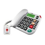 Teléfono analógico MaxCom KXT481 SOS Blanco con altavoz e identificador de llamadas