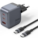 Carregador de parede GaN Vention TZ-FEX-EU 3 portas USB-C e USB-A 70W