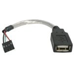 Cable Adaptador USB 2.0 StarTech.com Hembra a Placa Base 4 Pines 15 cm Gris