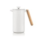 Máquina de café francesa Bodum Douro Porcelana branca 1 L com pega em madeira clara