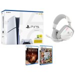 Sony Playstation 5 Slim Chasis E + MAFIA The Old Country + GTA V +  Corsair Void V2 Auriculares Gaming Inalámbricos Dolby Atmos Blancos