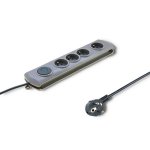 Multipresa Qoltec 50164 4 prese con protezione e interruttore grigio