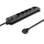Regleta Qoltec 50269 5 Tomas AC con Interruptor y Protección Negra