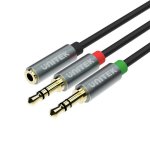 Cable de Audio Unitek Y-C957ABK 3,5mm Hembra a 2x3,5mm Macho 0,2m Negro/Gris