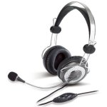 Auricolari Genius HS-04SU con cavo, connettività 3,5 mm, cancellazione rumore, microfono, uso ufficio, argento
