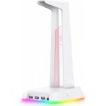 Suporte para auriculares Onikuma ST2 RGB branco com 3 portos USB