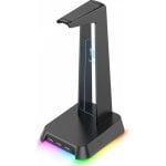Soporte para auriculares Onikuma ST2 RGB negro con puertos USB y jack 3.5 mm