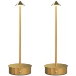 Homcom Pack 2 Lámparas De Mesa Recargables Táctiles Oro