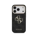 Guess Funda Para Iphone 17 Pro – Carcasa De Polipiel Negra Con Gran Logo 4g Dorado, Diseño Elegante Y Ajuste Preciso