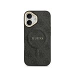 Guess Funda Para Iphone 16 – Carcasa De Polipiel Negra Con Logo Clásico Y Magsafe, Diseño Elegante Y Ajuste Preciso