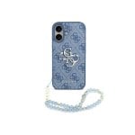 Guess Funda Para Iphone 17 – Carcasa De Polipiel Azul Con Logo 4g Clásico Y Correa De Perlas, Diseño Elegante Y Ajuste Preciso