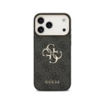 Guess Funda Para Iphone 17 Pro Max – Carcasa De Polipiel Negra Con Gran Logo 4g Dorado, Diseño Elegante Y Ajuste Preciso
